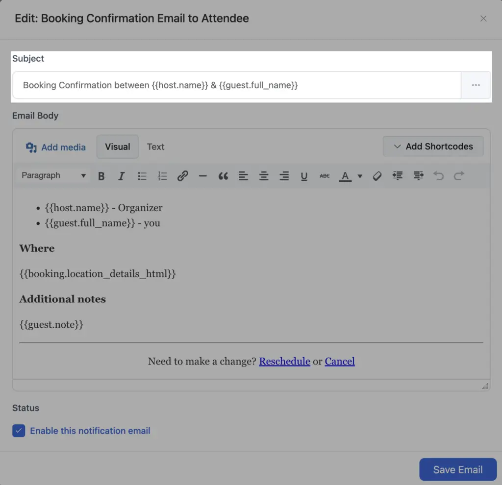 Concise and Straightforward Appointment Confirmation Email Subject Line of FluentBooking